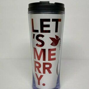 Coffee Mug Starbucks 16 OZ Let's Merry 2011 Coffee Mug Plastic Tumbler Christmas
